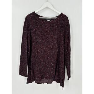 Chelsea Jones Vintage Blouse Womens 18 Black Red Polka Dot Long Sleeves Rayon